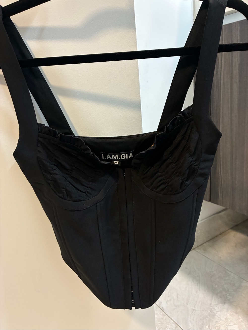 I.AM.GIA Black Structured Corset Tank